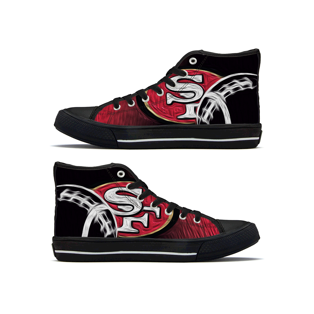 Women's San Francisco 49ers High Top Canvas Sneakers 001 Women's San Francisco 49ers High Top Canvas Sneakers 001